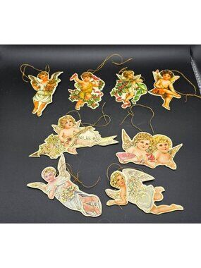 Vintage Merrimack Die Cut Victorian Two-Sided Angel Christmas Ornaments